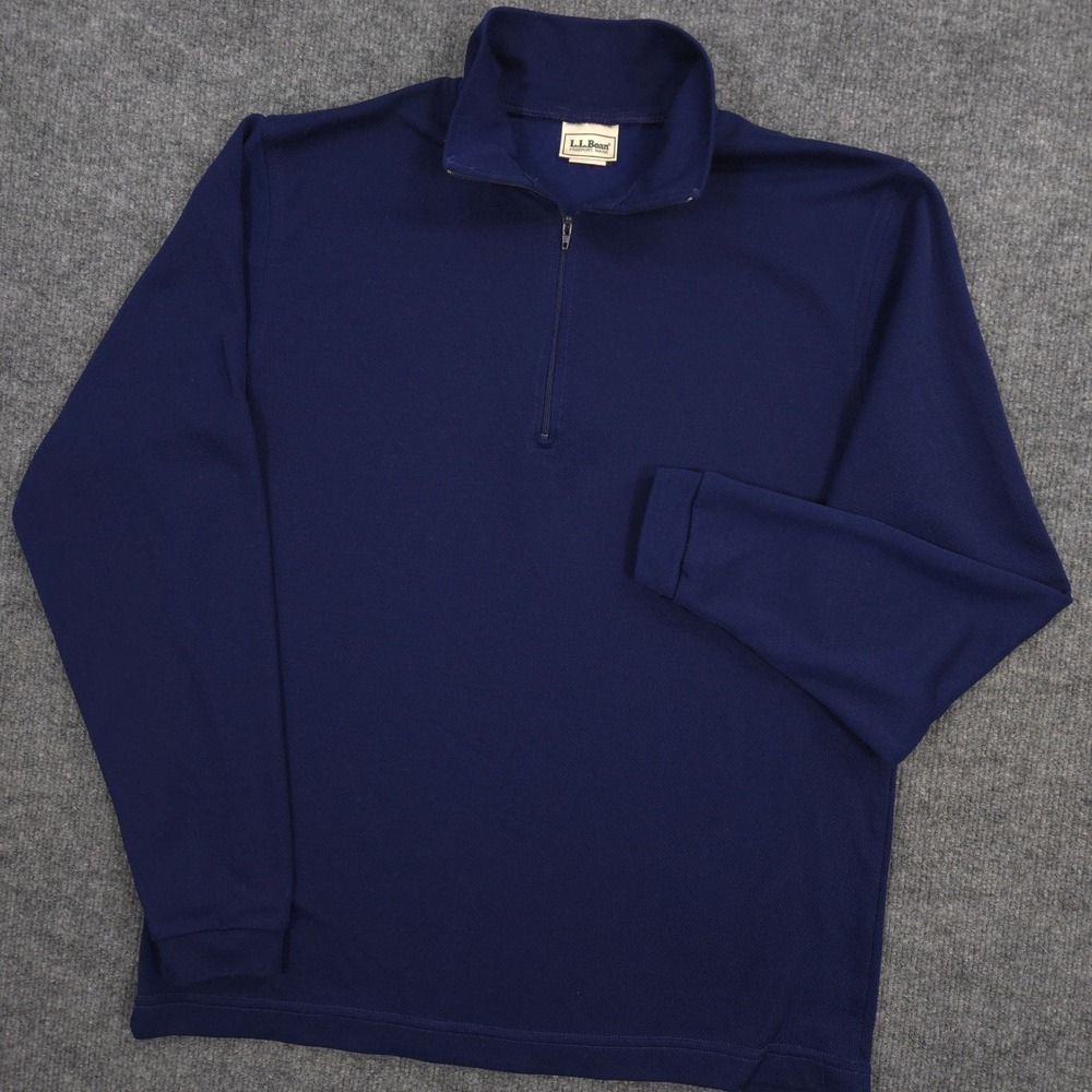 Vintage LL Bean 1/4 Zip Mens M Navy Blue Lightweight Outdoor Hiking Made In USA